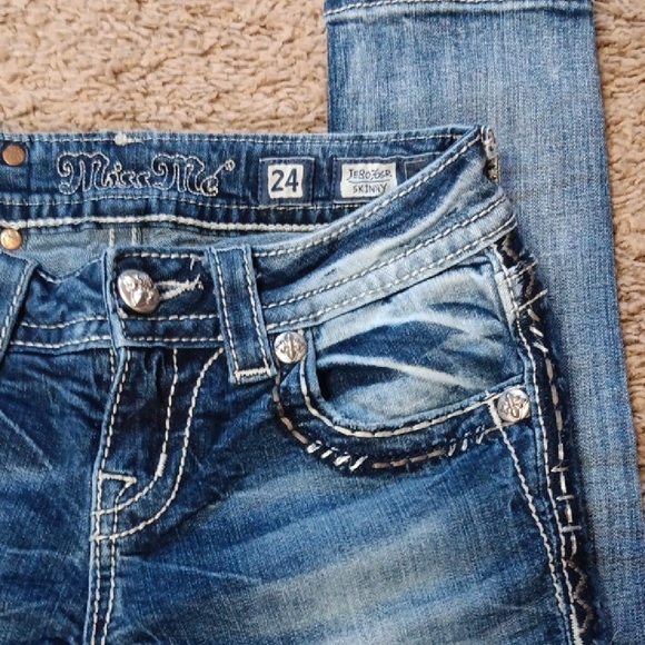 Miss Me Distressed Blue Skinny Jeans - Picture 2 of 6